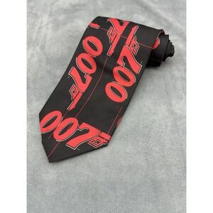 James Bond Mens Tie Black Red 007 Gun Design Movie Logo Cinema Vintage 90s USA